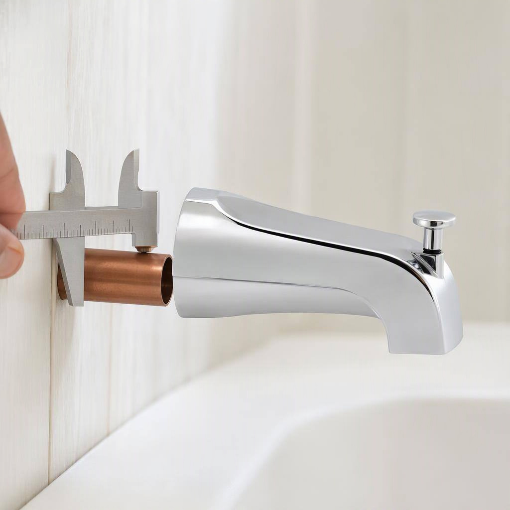 5/8-inch slip-on tub diverter spout, chrome, detail