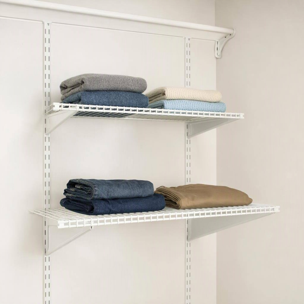 ClosetMaid ShelfTrack locking shelf bracket, shown in place