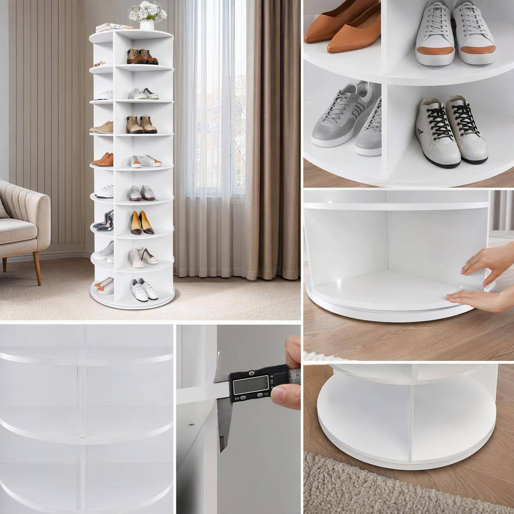 8 Tier White Rotating Shoe Rack product view 2