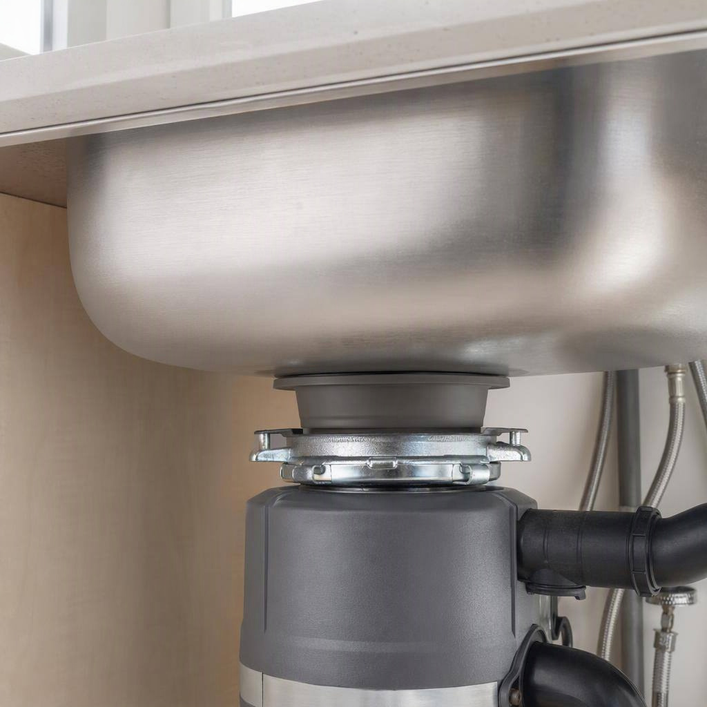 InSinkErator standard garbage-disposal sink flange, shown in place
