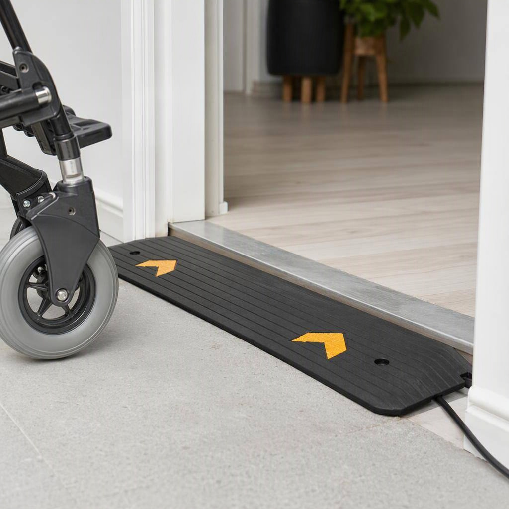 One-inch rubber threshold ramp, shown in place