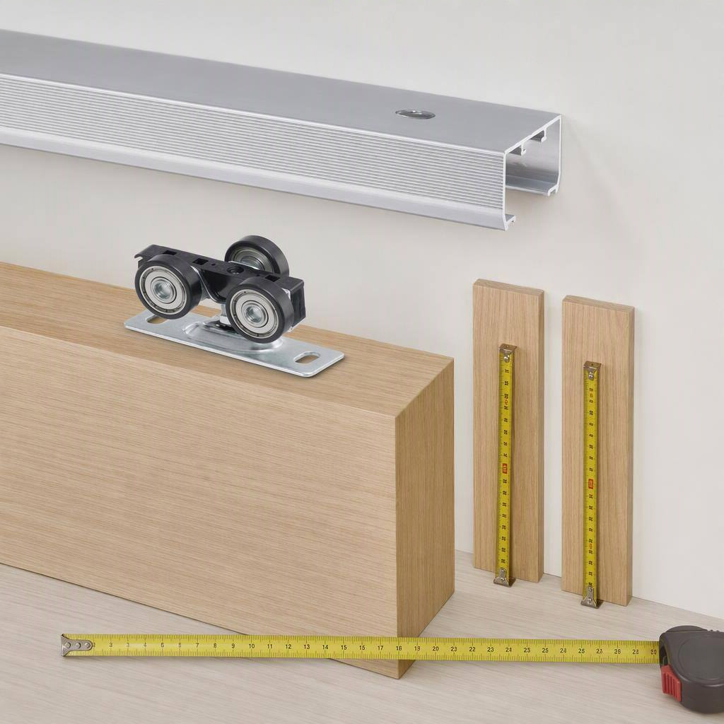 Pocket-door track for 24–30 in doors, detail