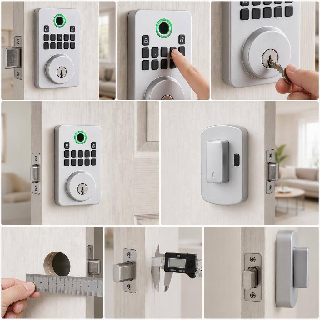 Silver Fingerprint Deadbolt Handle Set product view 2