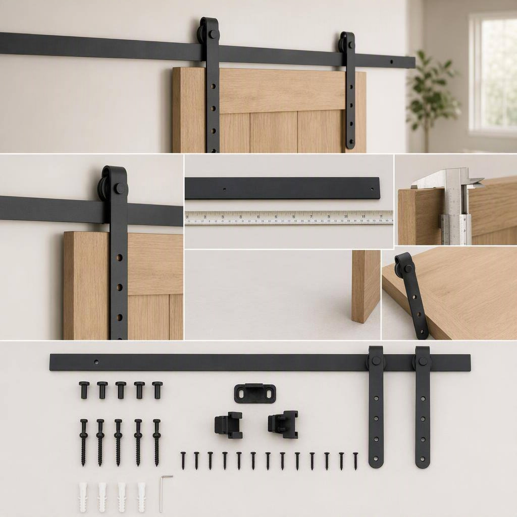 6 Foot Coffee Finish Barn Door Hardware product view 2