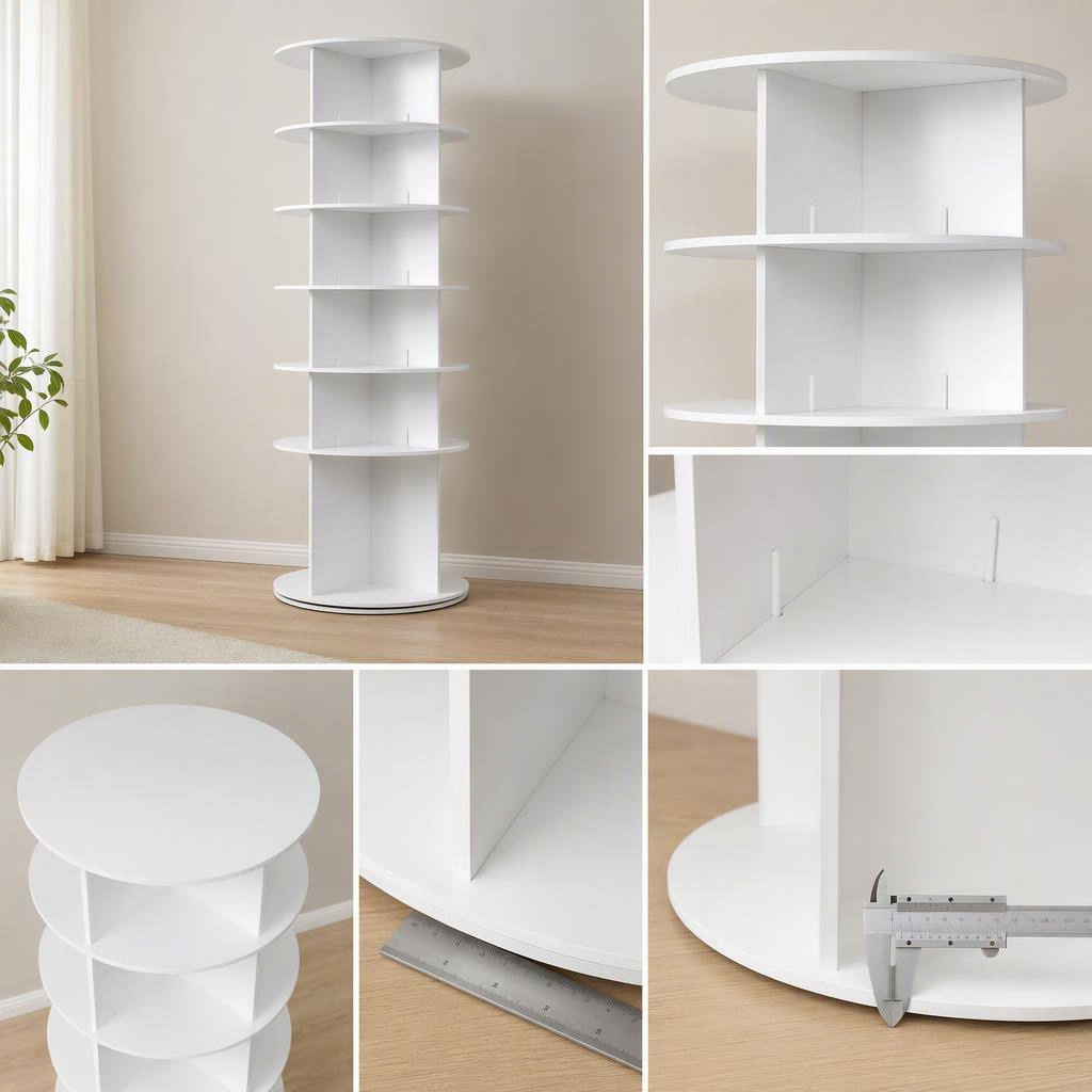 6 Tier White Rotating Shoe Rack product view 2