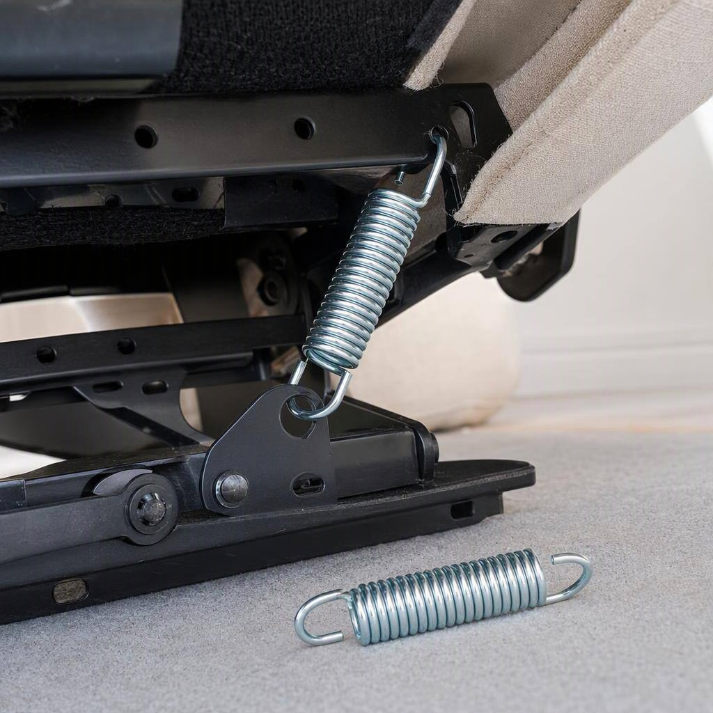 3-inch short-neck recliner tension springs, 2 pack, shown in place