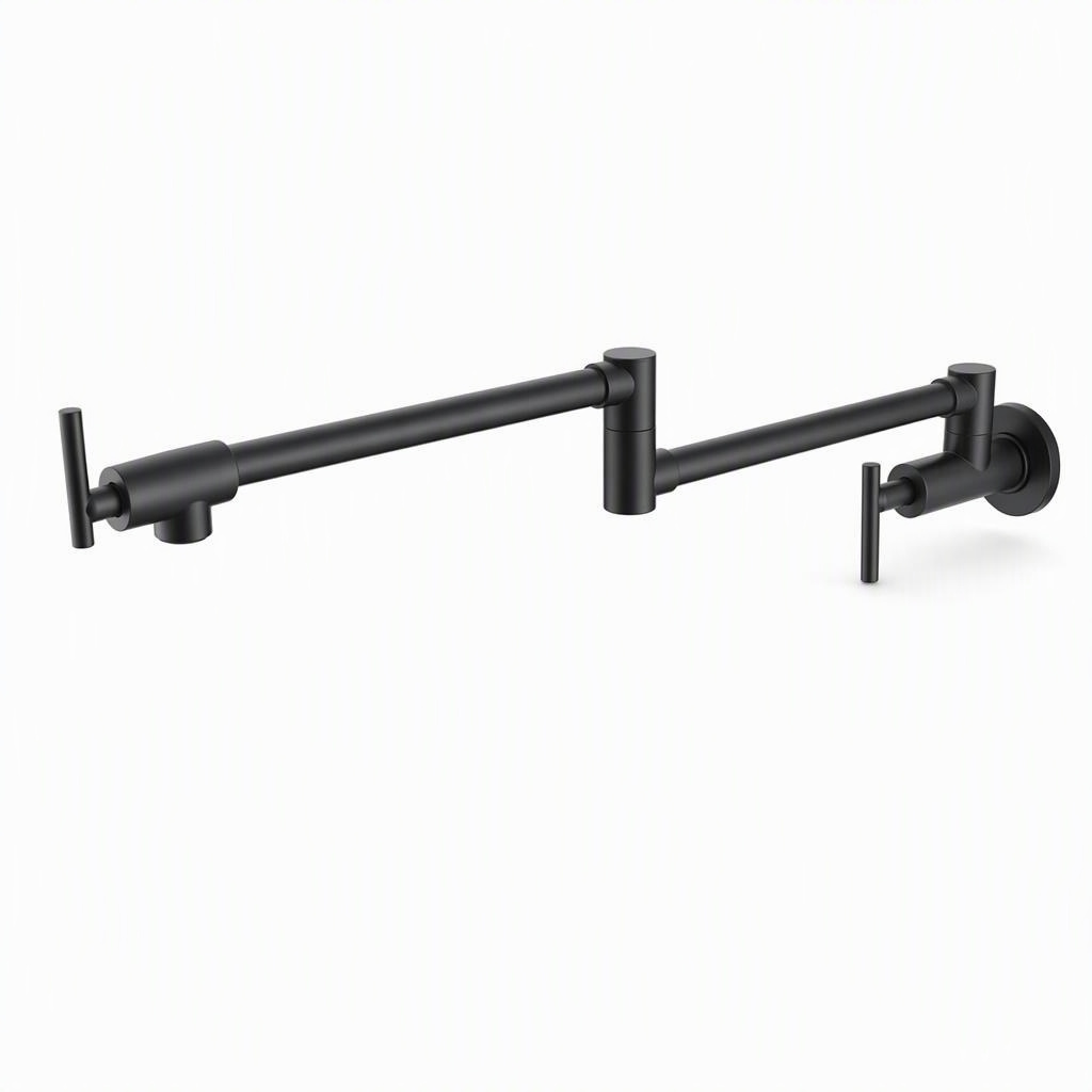 Compact Wall Mount Pot Filler Faucet, Wall mount • Folding dual-joint swing arm • Confirm reference configuration