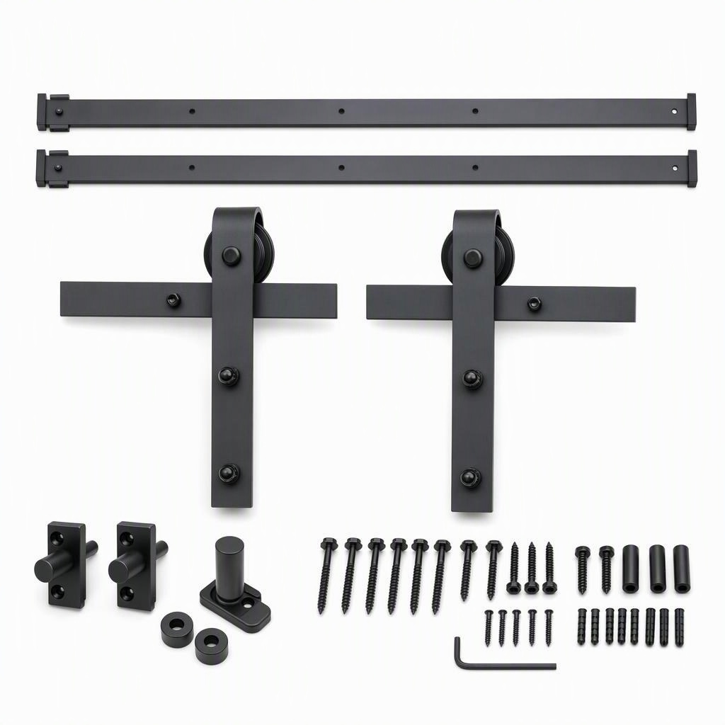 Eight-foot J-hanger barn-door kit, 3.7–4.3 ft door