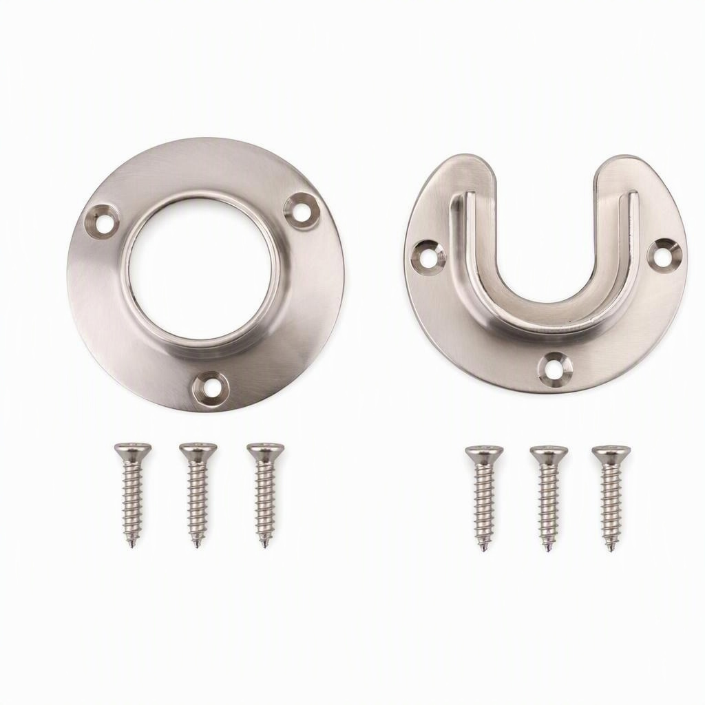 Heavy-duty closet-pole sockets, brushed nickel, 1-1/4 to 1-5/16 in poles
