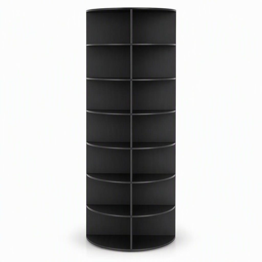 7 Tier Black Rotating Shoe Rack, 7 • 360 degrees • Black