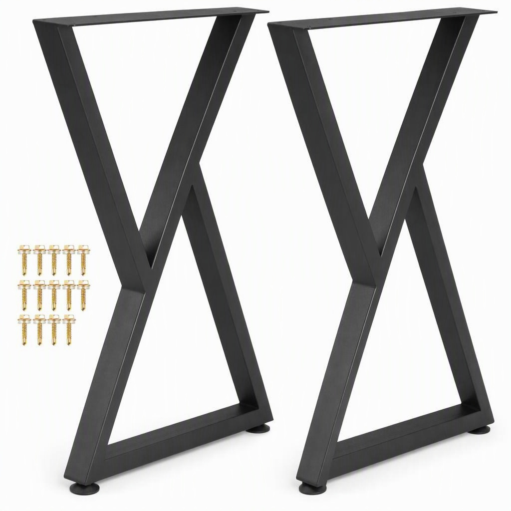 28 Inch Z Shape Table Legs, 28 in • 2 legs • Black powder coat