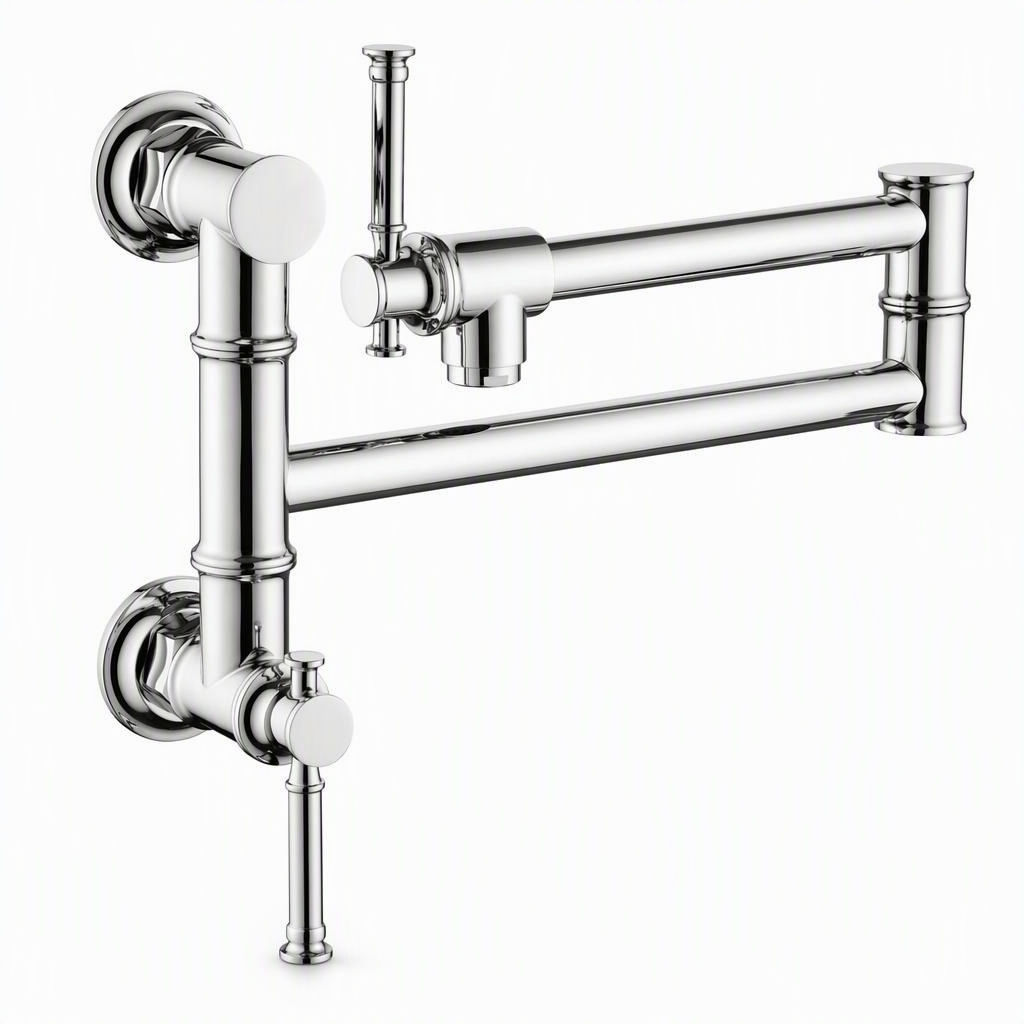 Wall Mount Pot Filler Faucet Folding Arm, Wall mount • Folding dual-joint swing arm • Dual